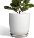 Pots for Plants - 10 Inch Ceramic Plant Pot with Drainage Hole and Saucer Large Planter for Plants Indoor Outdoor Modern Flower Pot for Home Decor White by SUNPOTFOR