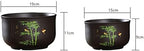 Bamboo Ceramic Planter New Chinese Zen Potted Flower Pot, Hand-Painted Bamboo Bird Round Succulent Planter, with Drainage Hole Desktop Bonsai Planter,19 * 11CM - Image 4