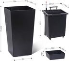 Tall Planters Set of 2, 22.5 Inch Self-Watering Outdoor Indoor Plant Pot with Water Level Monitor & Drainage Holes, Large Modern Flower Pot with Inner Bucket, Trays & Wheels – Black - Image 6