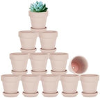 vensovo 3 Inch Pink Terracotta & Clay Pots with Saucer, 12 Pack by vensovo