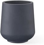 Kante Large Round Curved Charcoal Concrete Planter 16.5" Dia, Outdoor by Unknown