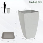 Neoaider Set of 2 Tall Planter, 21 inch Large Plastic Planter, Bluish Gray - Image 3
