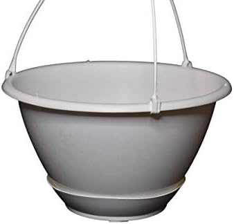10" White Plastic Hanging Basket with Saucer for Indoor/Outdoor Use by Koba (10) - Image 2