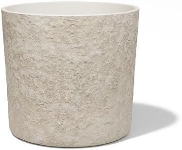 Resin Round Planter Indoor Outdoor Pot for Large Tree Big Flower with Drainage Hole, Lightweight and Weather-Resistant Patio, Porch Palm (17 Inch - Large) by Unknown
