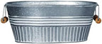 Headwind Vintage Collection 14-Inch White Wash Oval Galvanized Tub with Handles – Metal Beverage Tub & Party Drink Bucket, Galvanized Bucket, Water Trough & Decorative Oval Planter by Robert Allen by Headwind