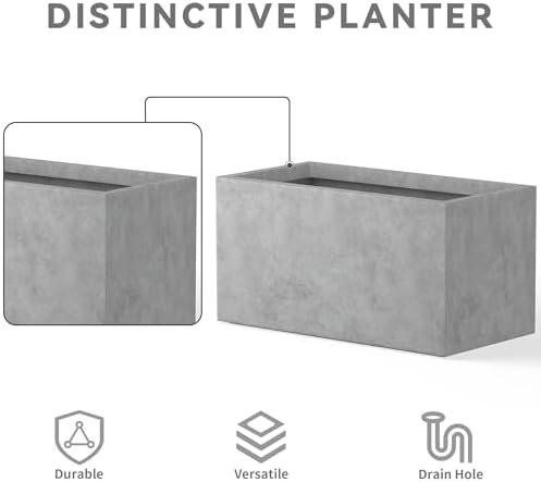 Kante Rectangular Pale Gray Concrete Planter 23" L 12" H Home & Outdoor - Image 5
