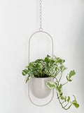 RISEON Boho Beige Metal Plant Hanger,Metal Wall and Ceiling Hanging Planter, Modern Planter, Mid Century Flower Pot Plant Holder, Minimalist Planter for Indoor Outdoor Home Decor by RISEON