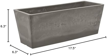 PSW Pot Collection [17.5 inch] Plastic/Stone/Wood Composite Window Box Rectangular Planter – No Drainage Hole (Drillable), Indoor/Outdoor Pot for Flowers and Vegetables, Cement Color - Image 7