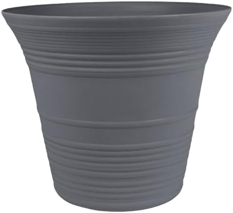 The HC Companies Sedona Round Self-Watering Pot - Lightweight Self Care Planter - Plastic Planter for Herbs & More - Durable Plant Pots for Indoor Plants & Outdoor Plants (16" Warm Gray, Pack of 1) by TheHCCompanies