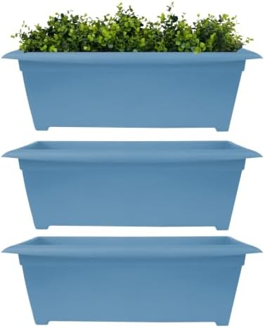 Bloem Dayton 27" Wide Recycled Plastic Planter Box, Ocean Blue, 3-Pack by Bloem