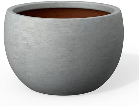 Kante Pale Gray Concrete Planter 11.8" Dia All-Weather Round Small Pot by Unknown