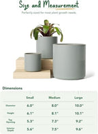 LE TAUCI 10+8+6 Inch Ceramic Pots for Plants, Indoor Planters with Drainage Hole and Plug, Modern Cylinder Flower Pots Set of 3 for Living Room and Bedroom, Glossy, Mist Gray - Image 3