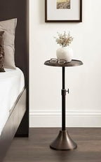 Kate and Laurel Sanzo Traditional Adjustable-Height Pedestal Drink Table, 11 x 11 x 30, Bronze, Vintage Round Indoor Metal Cocktail Table with Hammered Tabletop for Use as Indoor Plant Stand - Image 6