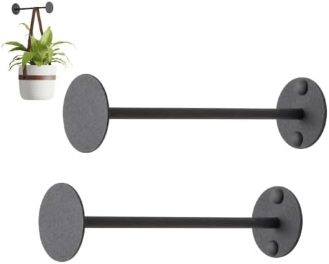 Bloem Revel 8" Indoor Wall-Mount Plant Hook, 15 lb Capacity, Black, 2-Pack by Bloem