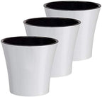 Gardenera 8.6" ARTE Self Watering Planter (Set of 3) in WHITE/BLACK - Indoor Flower Pot for All House Plants, Flowers, Herbs, Succulents, Orchideas, Dahlias and African Violets by Gardenera