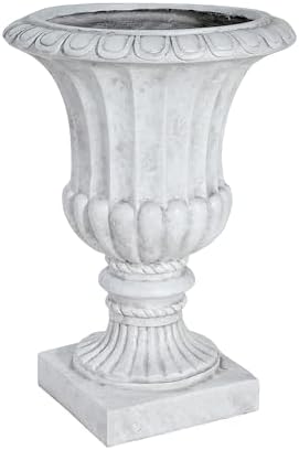 Christopher Knight Home Stella Outdoor Urn Planter with Drainage Hole, Mid-Century Modern Garden Urn, Large Garden Pot, Floral Relief Design, Sturdy MGO Outdoor Planter, Flower Urn, Antique White - Image 7