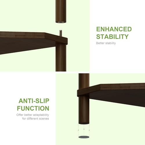 Wisuce Brown Small Corner Shelf Stand, 3-Tier Bamboo Corner Bookshelf - Image 7