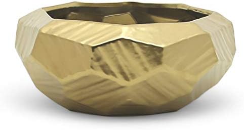 WGV Geometric Ceramic Vase, Width 9.25", Height 3.75", Matte Gold Bowl Pot, Planter for Wedding Event Office Home Decor, Art Design, 1 Piece by WGVInternational-OpusGlassware