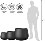 Kante Modern Home Minimalist 18.1" Dia Raven Black Concrete Curved Planter - Image 7