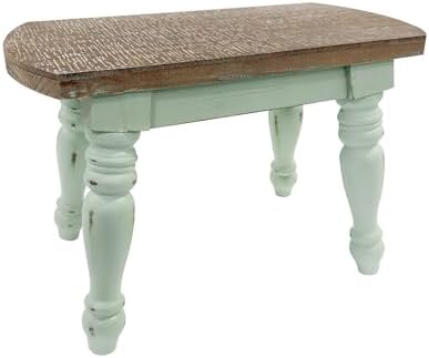dwellington Farmhouse Wooden Plant Stand - Rustic Solid Wood Design, 300lb Capacity, Sturdy Step Stool for Kids, Kitchen, Bathroom, Vintage Home Decor(Green) by dwellington