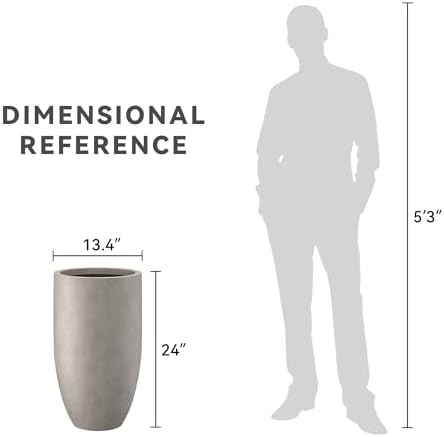Kante Large Round Tapered Weathered Concrete Planter 24" Tall, Outdoor - Image 7