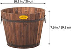 Hemoton Medium Garden Wooden Effect Barrel Planter, Outdoor Half Whiskey Cask Flower Pot, Indoor Rustic Patio Grow Plant Container - Image 3