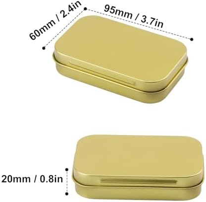 40 Pack 3.8 Inch Metal Tins with Hinged Lid, Rectangular Hinged Tins for Candles, Keys, Cosmetics, Candy, Jewelry, Craft (3.8 x 2.45 x 0.8 Inch, Golden) - Image 2