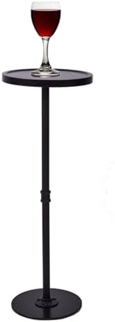 Round Small Side Table, Tiny Drink Table for Small Spaces, Black by Benhurb