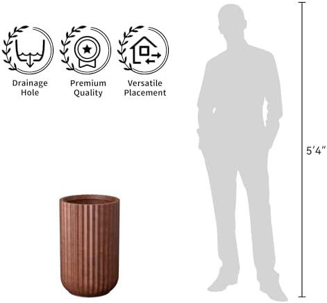 Kante Large Round Column Rusty Concrete Planter 21.7" Tall, Outdoor - Image 7
