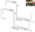 Y&M 2 Pcs Deck Railing Adjustable Planter Box Brackets (6 to 12.5 in), Universal Heavy Duty Iron Flower Box Brackets Wall Mounting Hooks for Fences, Patio, and Garden - White (Patent Registered) by YM