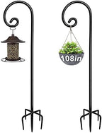 Artigarden Outdoor Shepherd Hooks 108 inch Tall for Bird Feeder (2 Packs), Adjustable Metal Garden Poles for Hanging Plants Solar Light Lantern, Bright Black by Artigarden