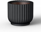 Kante Black Concrete Planter 16.7" Dia All-Weather Round Large Pot by Unknown