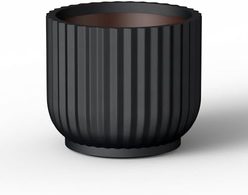 Kante Black Concrete Planter 16.7" Dia All-Weather Round Large Pot by Unknown