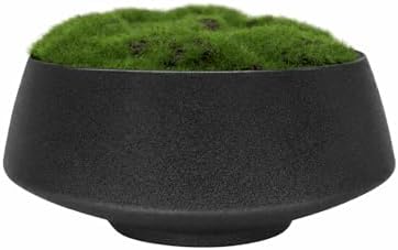 Black Ceramic Moss Bowl | 8 Inch | Artificial Moss Centerpiece | Decorative Table Bowl by Unknown