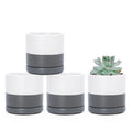 D'vine Dev 4-Pack Ceramic Pots with Saucers, White/Grey, 3.5 in, 94-X-A-6 by DvineDevPlanterPotsandStand