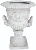 Antique MGO White Garden Urn Planter and Garden Planter Urns, Roman Design, Square Base, Elegant Style, Indoor/Outdoor Use by Unknown