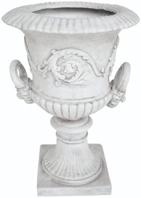 Antique MGO White Garden Urn Planter and Garden Planter Urns, Roman Design, Square Base, Elegant Style, Indoor/Outdoor Use by Unknown