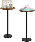 BTY Small Round Side Table Set of 2 Weighted Base End Table Cocktail Table Martini Table with Pedestal Accent for Small Spaces Bedroom Brown and Black by BTY