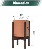 D'vine Dev Terracotta Pot with Walnut Wood Stand, 8 in, 55-B-Y-5 - Image 3