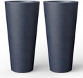 Kante Set of 2 Charcoal Concrete Round Planters 15.8" Tall Home & Outdoor by Unknown