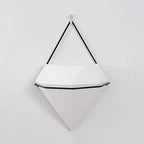 Ceramic Flower Pot Innovative Artificial Fleshy Flower Hanging Container Planter Pot Geometric Glass Wall Decor Container Geramic Vase Flowerpot-L - Image 3