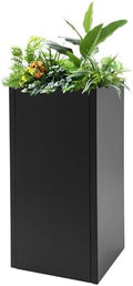 TFCFL Heavy Tall Outdoor Indoor Planter Box Rectangular Large Flowerpot with Removable Insert Shelf,Tall Metal Planter Box for Porch,Garden,Patio,Yard (14x14x30in,Black) by TFCFL