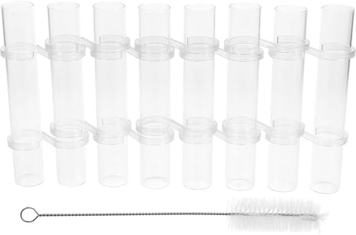 8pcs 18x3cm Glass Hydroponic Tube Vases for Flower Arranging and Plant Propagation Home Décor Cleaning Brush and S-Shaped Hooks by Unknown