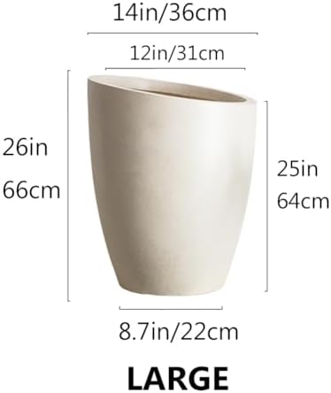 Bevel Mouth Concrete Tall Flower Pot, Large Outdoor Decorative Plant Pot with Drainage Hole,Modern Planter Pots for Home,Garden,Patio,Courtyard,Porch,Beige2 - Image 4