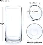 Enova Floral Set of 4 Clear Cylinder Glass Vase 4W x 8H Inches, Clear Flower Vases, Pillar Candle Hurricane Floating Candle Holder Vase, Glass Flower Vase for Wedding Centerpieces, Home Décor - Image 2