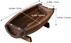 Wood Half Barrel Planter Outdoor Garden Flower Pot 14.5x9.2 Inch Rustic Wooden Wine Barrel with Base for Patio Porch Succulent Plants Decoration - Image 2