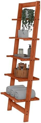 Lavish Home 5-Tier Ladder Shelf, Cherry, 16.25” x 11.5” x 50” - Image 5