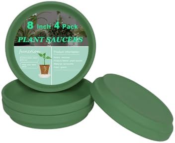 vensovo 8 Inch Green Terracotta Plant Saucers, 4 Pack Large Clay Trays by vensovo
