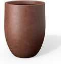 Kante Large Round Bullet Rusty Concrete Planter 21.7" Tall, Outdoor by Unknown