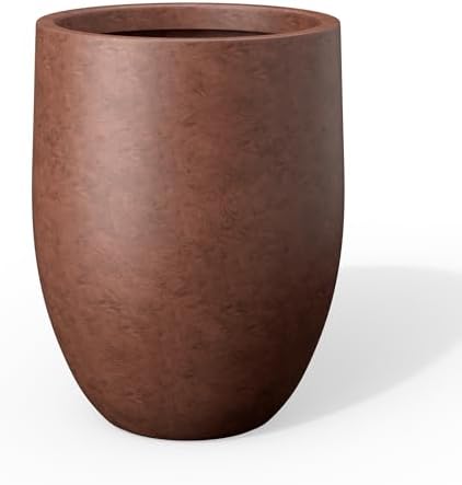 Kante Large Round Bullet Rusty Concrete Planter 21.7" Tall, Outdoor by Unknown